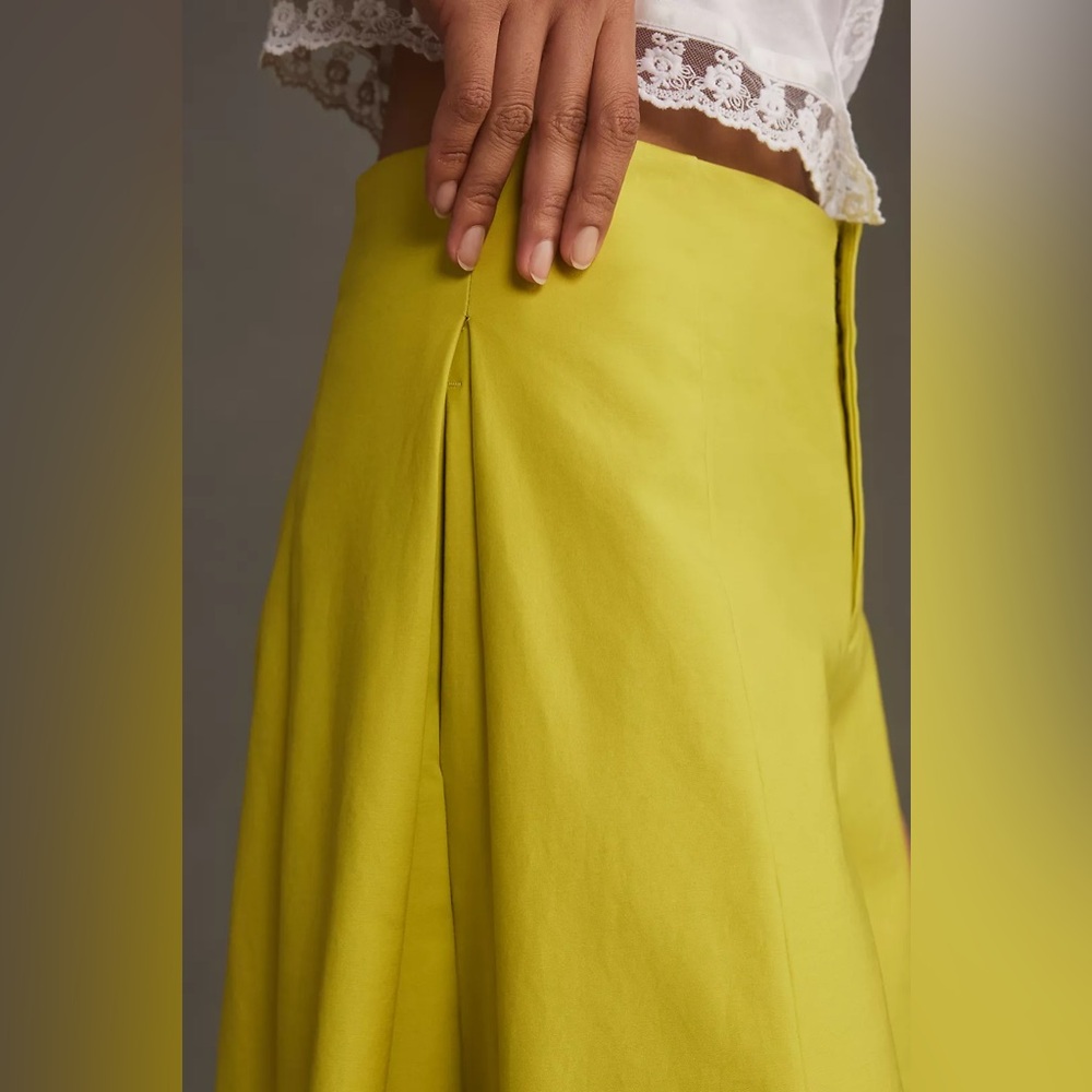 ANTHROPOLOGIE neon green wide legged pants, Size 0 ( fits best size 0-4 ) NWT - Picture 4 of 9